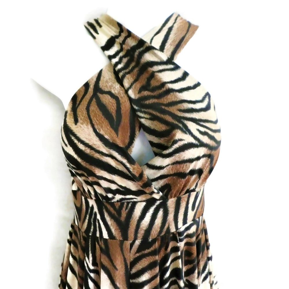 SOLD Vintage Jumpsuit MC Hammer Animal Surplice Plunge Harem Tapered USA L - Picture 13 of 13